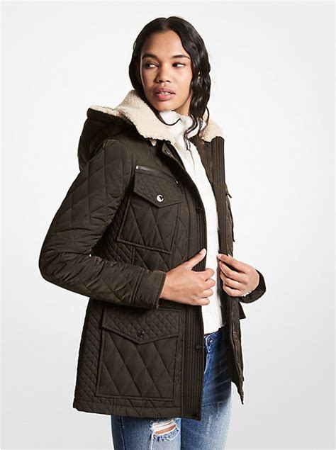 michael kors faux shearling-trim quilted jacket|Amazon.com: Michael Kors Quilted Jacket.